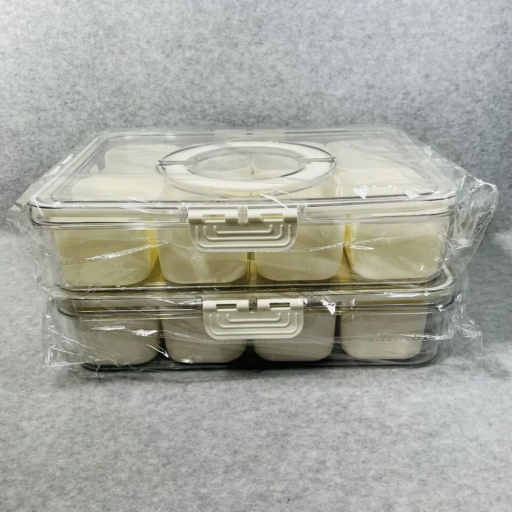 Snackle Box‎ Charcuterie Container 2 Pack Divided Serving Tray with Lid Storage